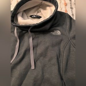 Women’s cowl neck Northface fleece lined sweatshirt.